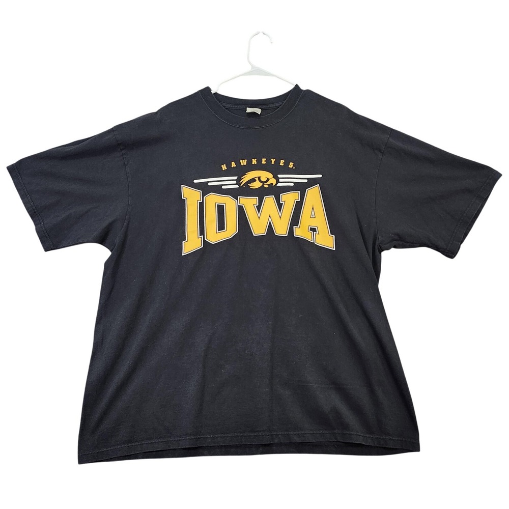 VINTAGE IOWA MENS 2XL BLACK NCAA HAWKEYES M.J. SOFFE MADE USA